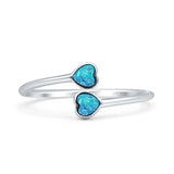 Minimalist 8mm Lab Created Blue Opal Heart Ring 925 Sterling Silver