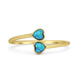 Minimalist 8mm Lab Created Blue Opal Heart Ring 925 Sterling Silver