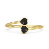 Minimalist 8mm Black Onyx Heart Ring 925 Sterling Silver
