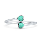 Minimalist 8mm Turquoise Heart Ring 925 Sterling Silver