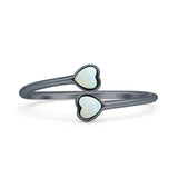 Minimalist 8mm Lab Created White Opal Heart Ring 925 Sterling Silver