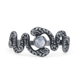 Minimalist 9.6mm Moonstone Snake Ring 925 Sterling Silver