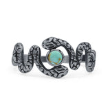 Minimalist 9.6mm Turquoise Snake Ring 925 Sterling Silver