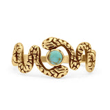 Minimalist 9.6mm Turquoise Snake Ring 925 Sterling Silver
