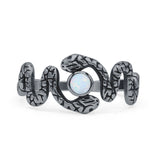Minimalist 9.6mm Lab Created White Opal Snake Ring 925 Sterling Silver