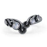 Oxidized Mushroom Chevron Ring