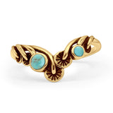 Minimalist 9.5mm Turquoise Mushroom Chevron Ring 925 Sterling Silver