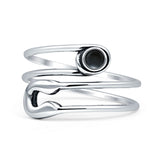 Minimalist 12.5mm Black Onyx Safety Pin Oxidized Ring 925 Sterling Silver