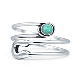 Minimalist 12.5mm Turquoise Safety Pin Oxidized Ring 925 Sterling Silver