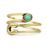 Minimalist 12.5mm Turquoise Safety Pin Oxidized Ring 925 Sterling Silver