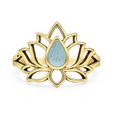 Larimar Lotus Ring Oxidized 925 Sterling Silver