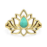 Turquoise Lotus Ring Oxidized 925 Sterling Silver