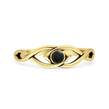 Minimalist 5.6mm Round Black Onyx Twisted Eye Ring Oxidized 925 Sterling Silver