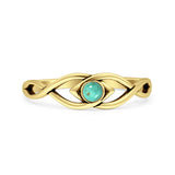 Minimalist 5.6mm Round Turquoise Twisted Eye Ring Oxidized 925 Sterling Silver