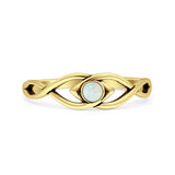 Minimalist 5.6mm Round Lab Created White Opal Twisted Eye Ring Oxidized 925 Sterling Silver
