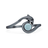 Minimalist 10.8mm Round Larimar Dolphin Ring Oxidized 925 Sterling Silver