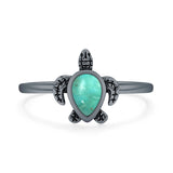 Turquoise Turtle Ring Oxidized 925 Sterling Silver