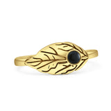 Minimalist 8mm Round Black Onyx Two Cat Ring Oxidized 925 Sterling Silver