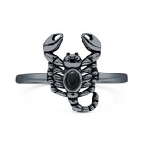 Lab Created Black Onyx Scorpion Ring Oxidized 925 Sterling Silver