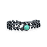 Minimalist 5.8mm Round Turquoise Wreath Ring Oxidized 925 Sterling Silver