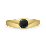 Minimalist 6.3mm Round Black Onyx Solitaire Ring 925 Sterling Silver