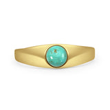 Minimalist 6.3mm Round Turquoise Solitaire Ring 925 Sterling Silver