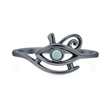 Larimar Eye of Horus Ring Oxidized 925 Sterling Silver
