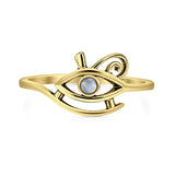 Lab Created Moonstone Eye of Horus Ring Oxidized 925 Sterling Silver