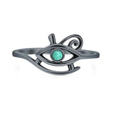 Turquoise Eye of Horus Ring Oxidized 925 Sterling Silver