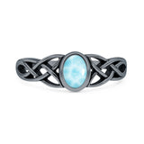 Larimar Celtic Knot Ring Oxidized 925 Sterling Silver