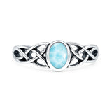 Larimar Celtic Knot Ring Oxidized 925 Sterling Silver