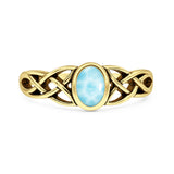 Larimar Celtic Knot Ring Oxidized 925 Sterling Silver