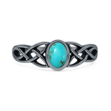 Turquoise Celtic Knot Ring Oxidized 925 Sterling Silver