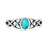 Turquoise Celtic Knot Ring Oxidized 925 Sterling Silver