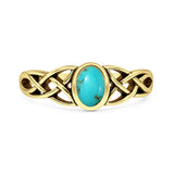 Turquoise Celtic Knot Ring Oxidized 925 Sterling Silver