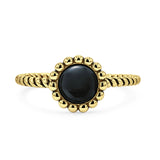 Lab Created Black Onyx Beaded Halo Twisted Rope Ring Oxidized 925 Sterling Silver