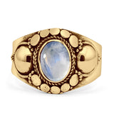 Oval Moonstone Bali Ring Twisted Oxidized 925 Sterling Silver