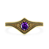 Amethyst CZ Beaded Halo Chevron Ring Oxidized 925 Sterling Silver