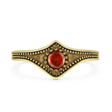 Garnet CZ Beaded Halo Chevron Ring Oxidized 925 Sterling Silver
