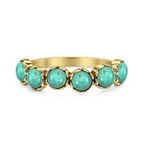 Turquoise Round Band Ring Oxidized 925 Sterling Silver