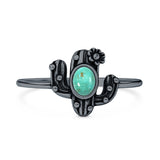 Turquoise Cactus Ring Oxidized 925 Sterling Silver