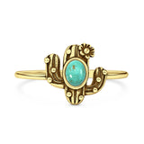 Turquoise Cactus Ring Oxidized 925 Sterling Silver
