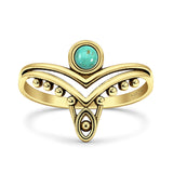 Turquoise Tiara V Ring Oxidized 925 Sterling Silver
