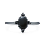 Lab Created Black Onyx Oval Ring Oxidized 925 Sterling Silver