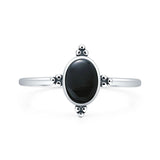 Lab Created Black Onyx Oval Ring Oxidized 925 Sterling Silver