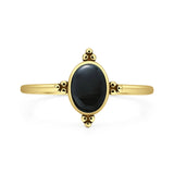 Lab Created Black Onyx Oval Ring Oxidized 925 Sterling Silver