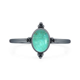 Turquoise Oval Ring Oxidized 925 Sterling Silver