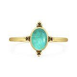 Turquoise Oval Ring Oxidized 925 Sterling Silver
