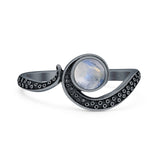 Lab Created Moonstone Octopus Tentacles Ring Oxidized 925 Sterling Silver