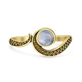 Lab Created Moonstone Octopus Tentacles Ring Oxidized 925 Sterling Silver